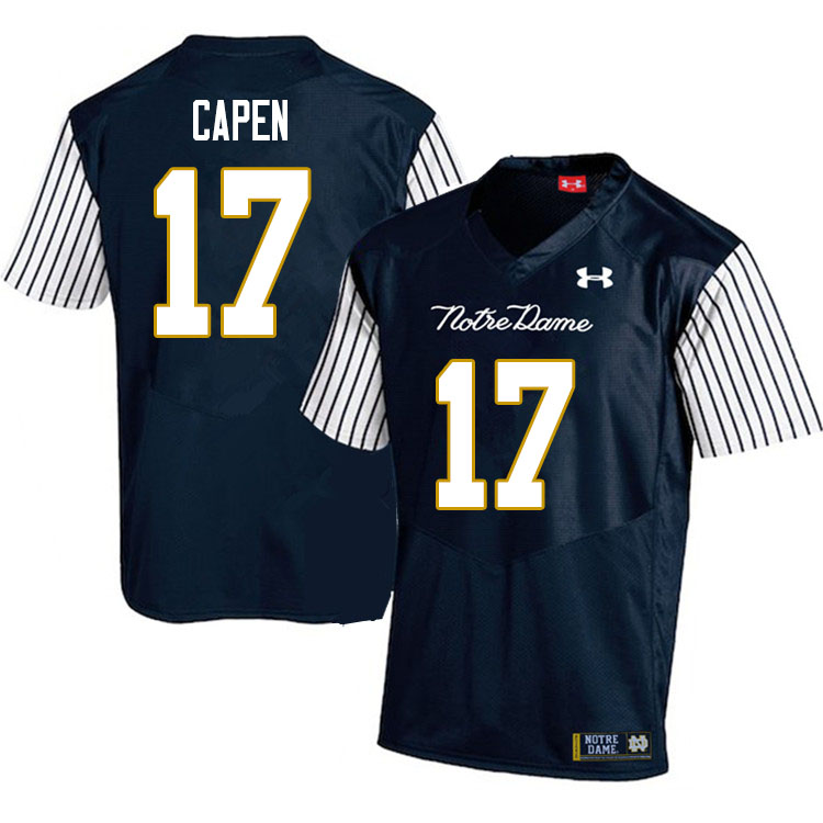 Men's NCAA Notre Dame Fighting Irish #17 Cole Capen Stitched College Under Armour Authentic Navy Alternate Football Jersey NW10Z67VD